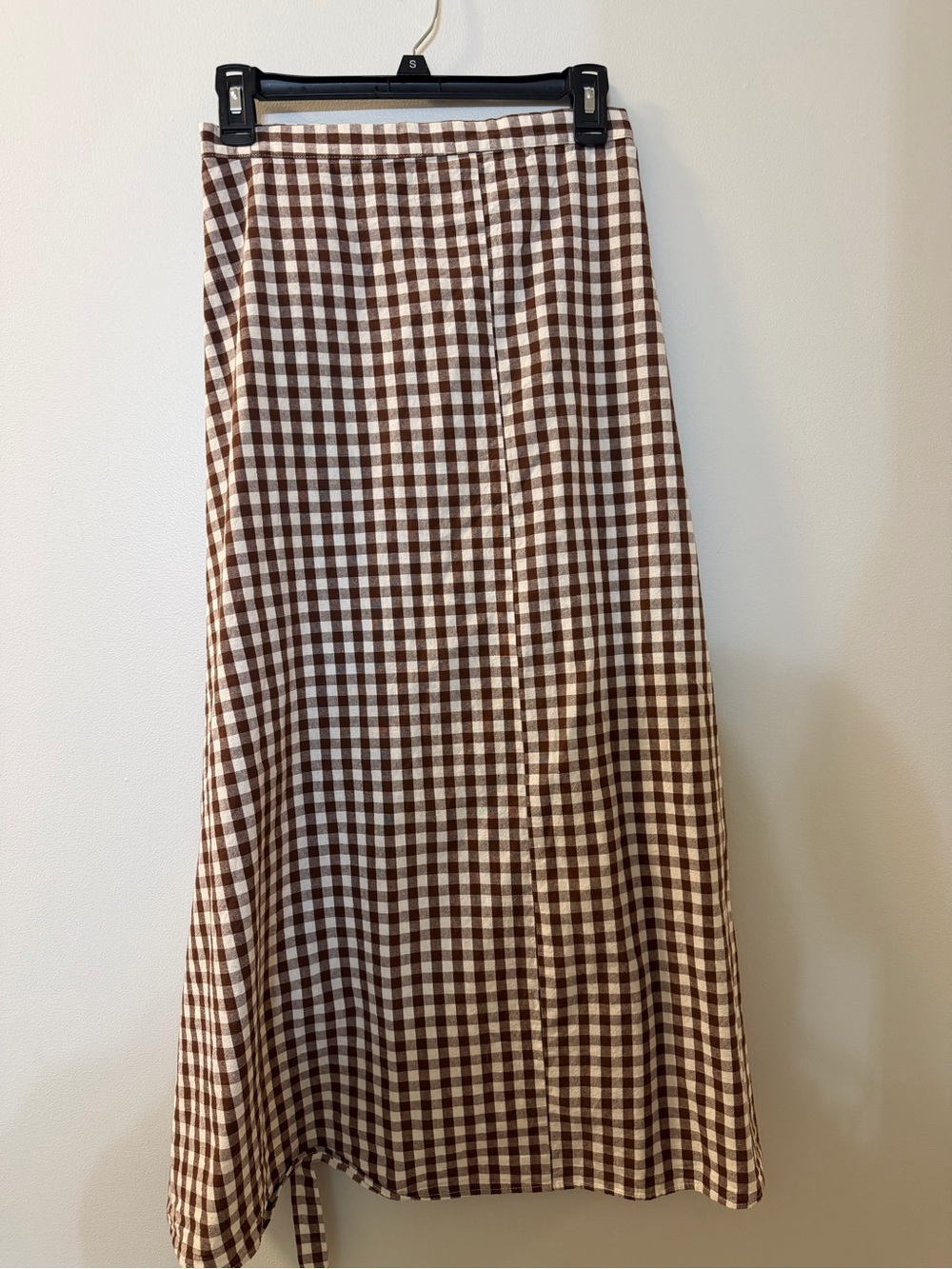 Miguelina Brown & Cream Gingham A-Line Wrap Skirt - Picture 2 of 6